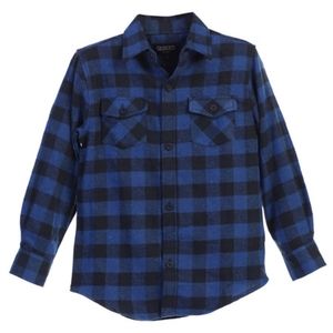 NWT Gioberti Men's Long Sleeve Plaid Checked Flannel Shirt, Checkered Black/Blue